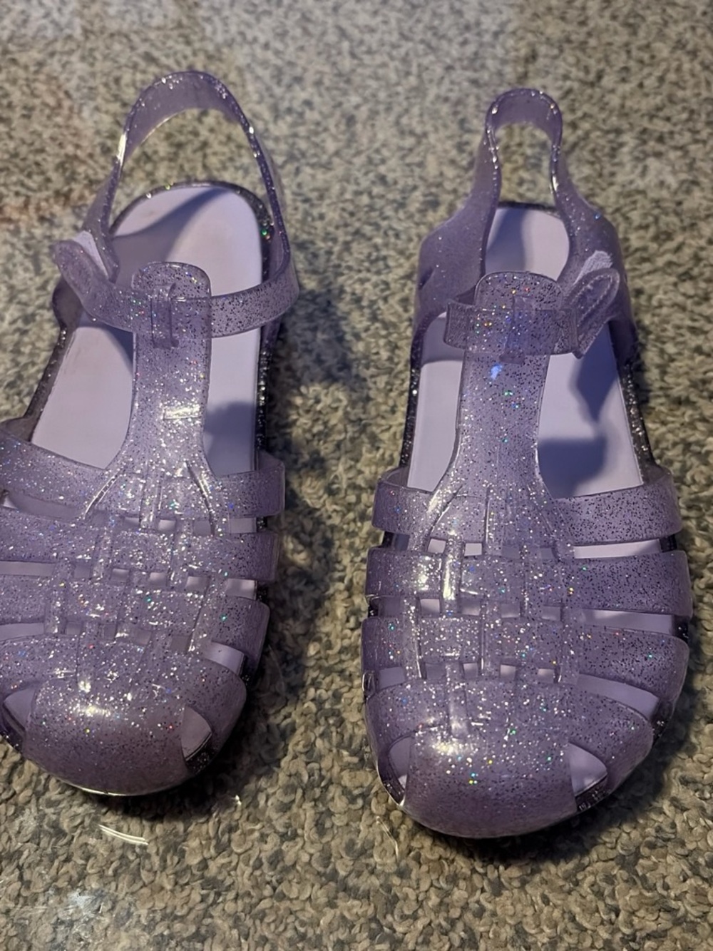 Kids Glitter Jelly Sandals - Purple Size 2
